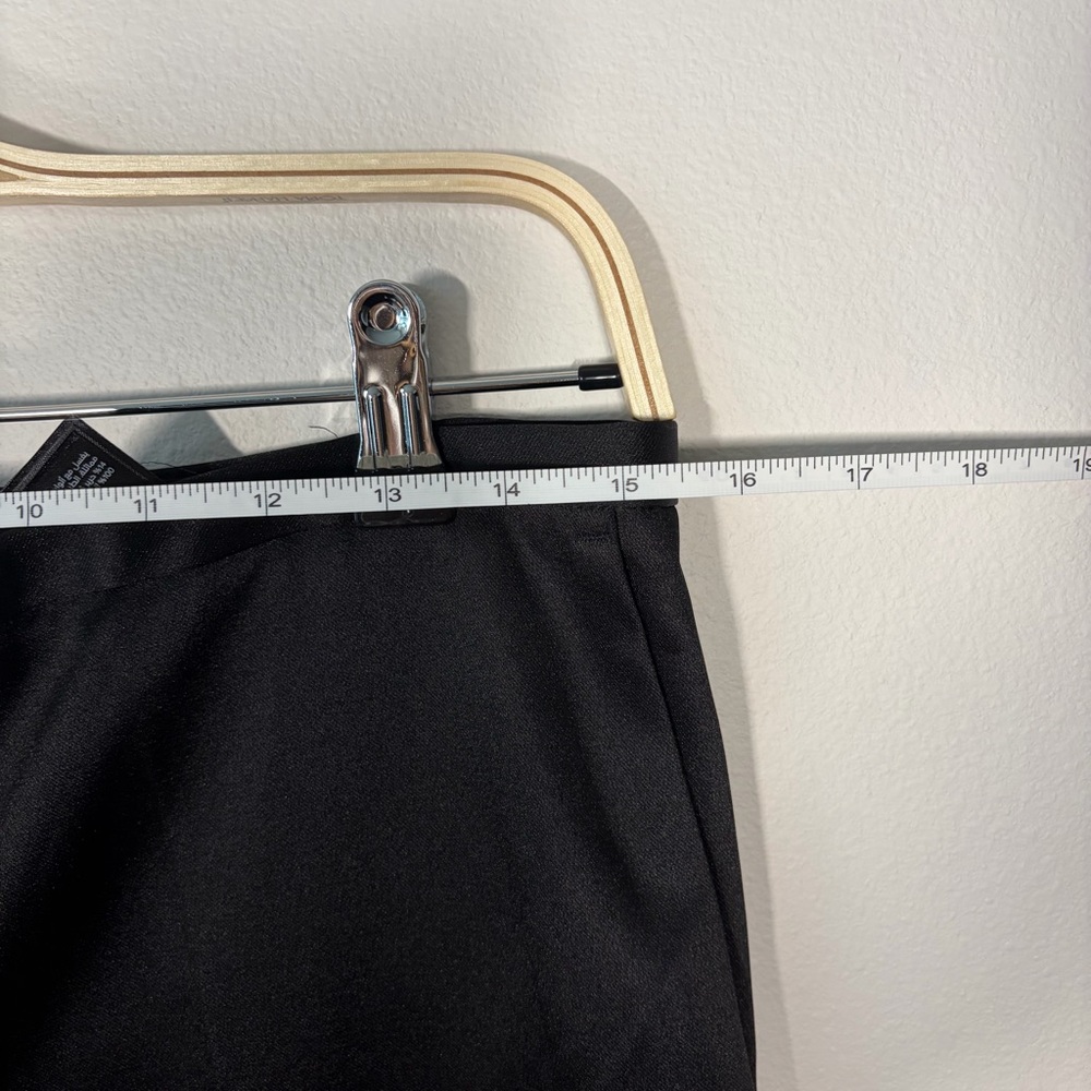 Black Satin Dress Pants Vintage Style Straight Leg Minimalist High Waist - Picture 11 of 12
